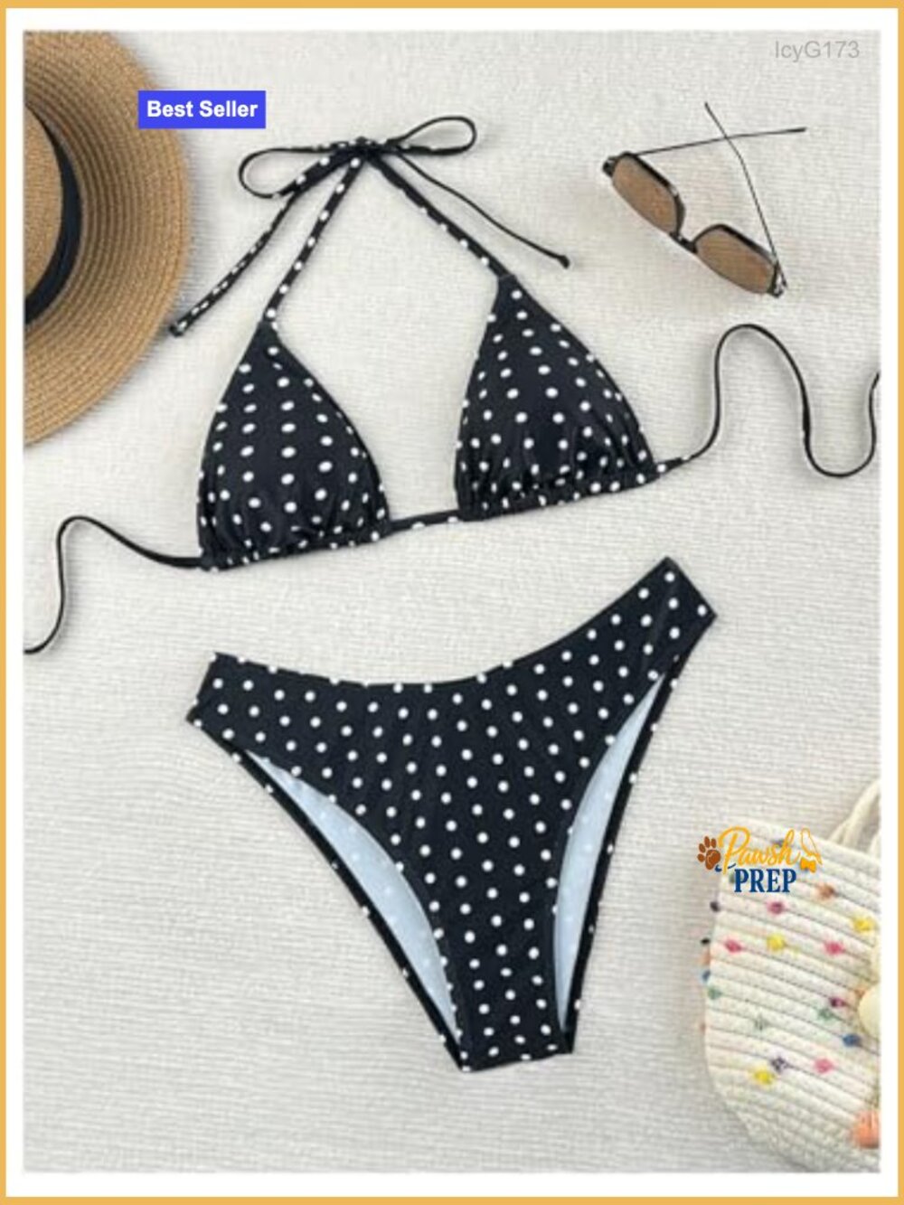Polka Dots Bikini Set Halter Triangle 2 Piece Swimsuit Swimwear - Picture 5 of 6